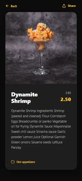 Customer View - Recipe Detail with Ingredients